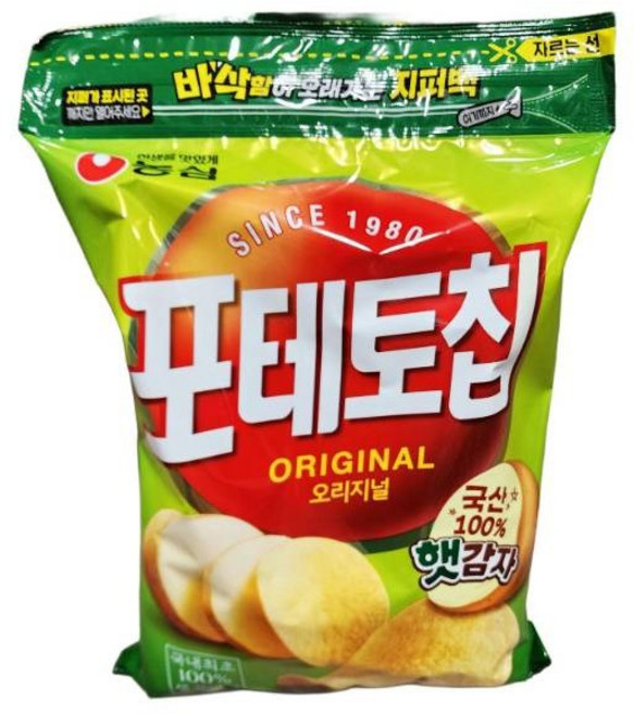 농심 포테토칩 오리지널 감자칩, 390g, 6개