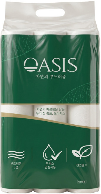 오아시스 부드러운 천연펄프 3겹 데코화장지 35m 30롤 1개