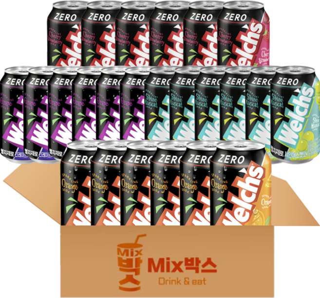 웰치스 제로4종 오렌지6개+포도6개+체리6개+샤인머스캣6개 24캔, 2세트, 355ml