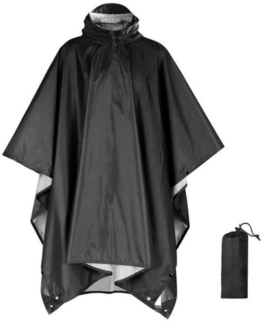 [전문가초경량] 볼라비 판초우의 아웃도어 등산용 빅사이즈 우비 남자 여성 망토형 비옷 망토 판쵸 우의, 2개, 블랙