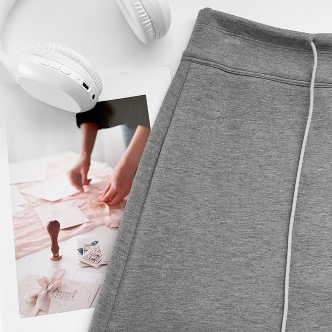 極簡彈力鬆緊後開叉抽繩直筒長裙 素面長裙 A字裙 高級感女裝 休閒長裙