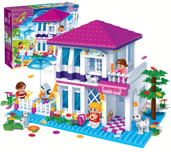 블록 장난감 아이큐 블럭 아기 유아 돌아기 유치원 홀리데이빌라, 1개