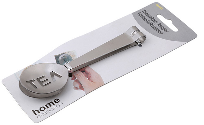 호환 재사용 가능한 스테인리스 스틸 티백 집게 압착기 채반 거치대 그립 금속 스푼 미니 설탕 클립 찻잎, 1) 12x3cm  as picture, 1개