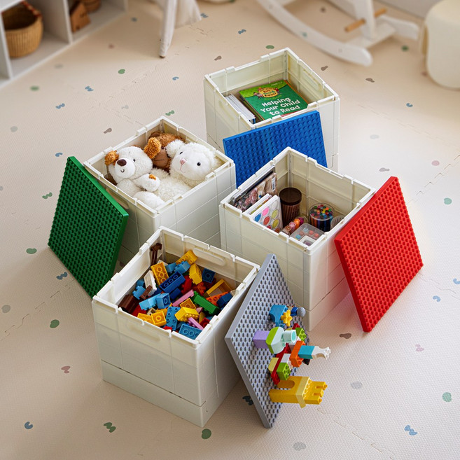 키텐실 장난감 정리함(KC인증) 레고 듀플로 폴딩 보관함 레고판 리빙박스 정리함, 6.딥그린, 1개