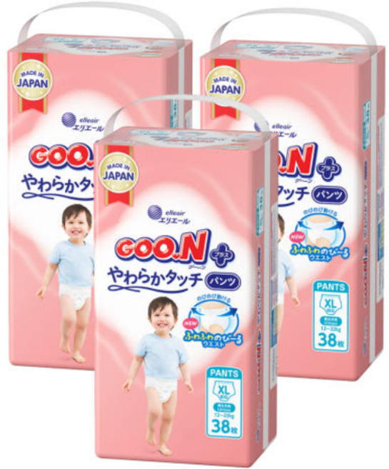 군 플러스 일회용 기저귀 팬티형 남여공용, 특대형(XL), 76매