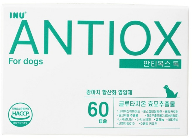 아이누 안티옥스 독 60캡슐 강아지 항산화제 치매 노견 영양제, 60정, 면역/항산화, 1개