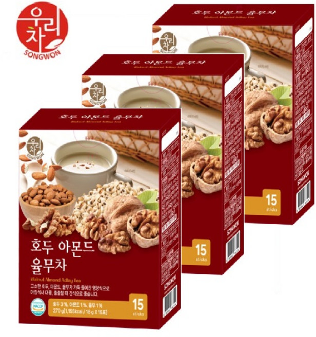 우리차 송원 호두아몬드율무차 15티x3개, 15개입