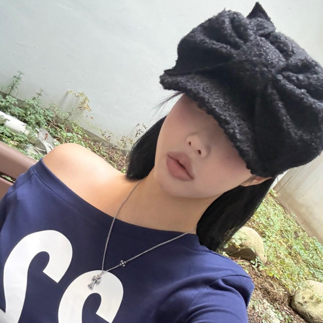 드리뮤즈 러블리 뽀글이 왕 리본 부클 마도로스 헌팅캡 모자