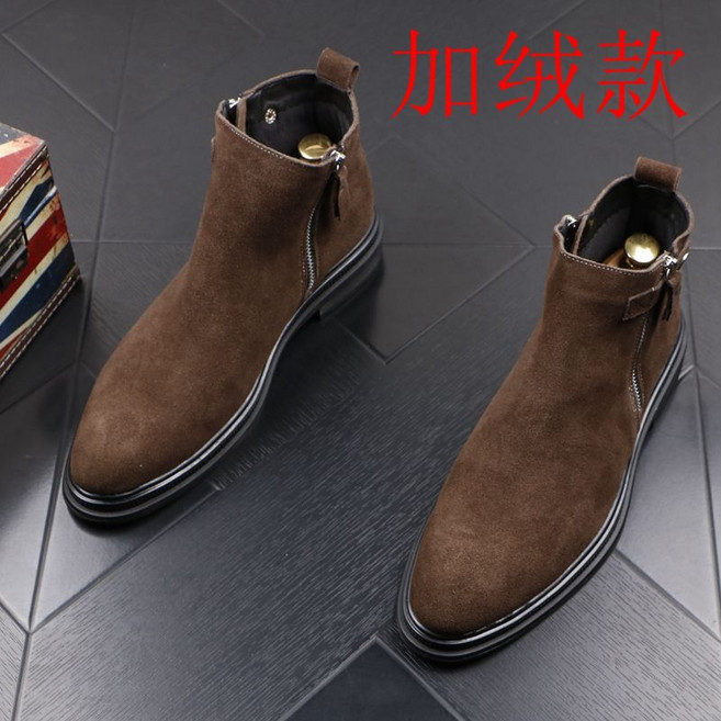 스웨이드 부츠 키높이 겨울안감 지퍼 남성 세무 가죽 첼시부츠 워커 앵클 앵글 270 블랙 겨울용