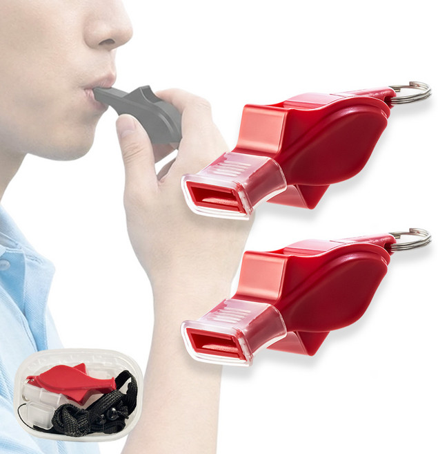 앙플러스 프리미엄 강력 호루라기 휘슬, 2개, 레드