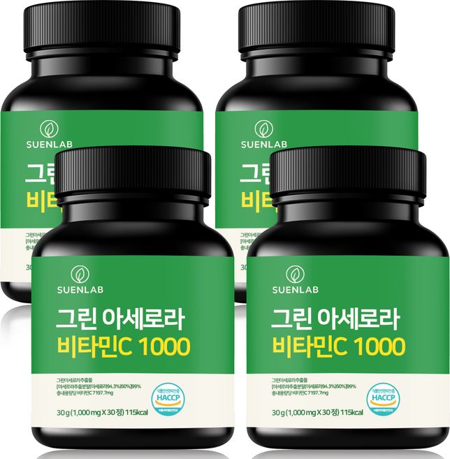 수앤랩 그린 아세로라 비타민C 1000 아세로라추출물99%, 4개, 30정
