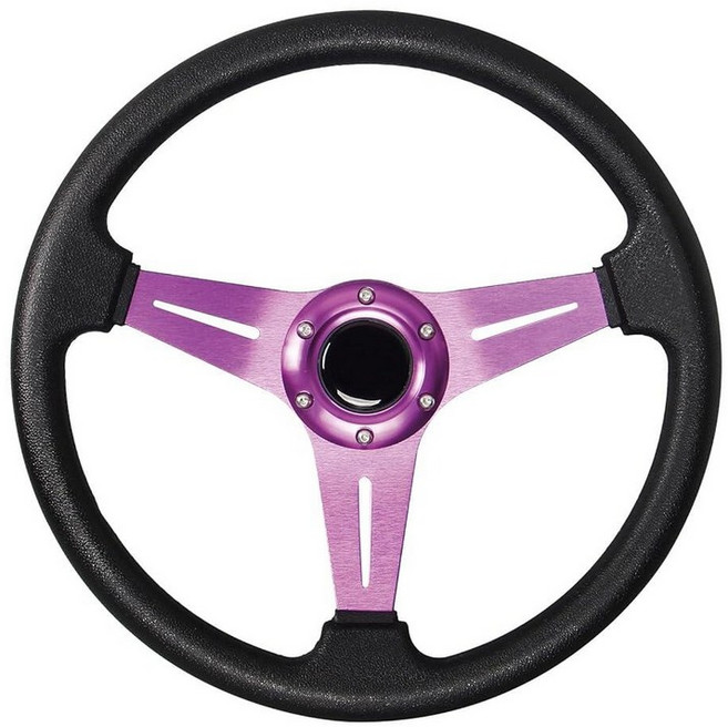 YEHICY 오토 레이싱 플랫 스티어링 휠 퍼플 스포크 350mm 13.8인치 6볼트 그립 비닐 가죽 범용 시뮬레이션 게임 스티어링 휠 로지텍 G29 G920 G923용