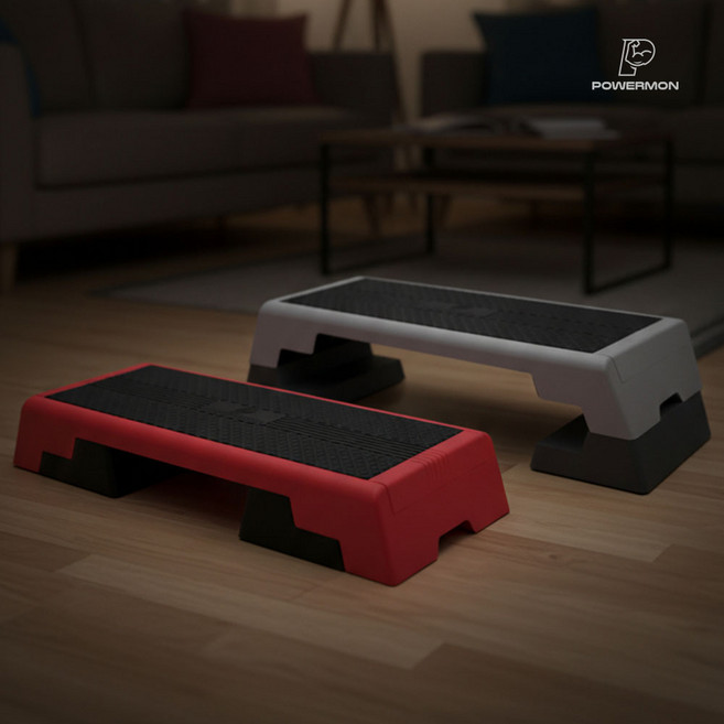 파워몬 스텝박스 대형 3단 계단 오르기 스텝퍼 하체 운동 기구 피트니스 런지 푸쉬업 홈트, 레드