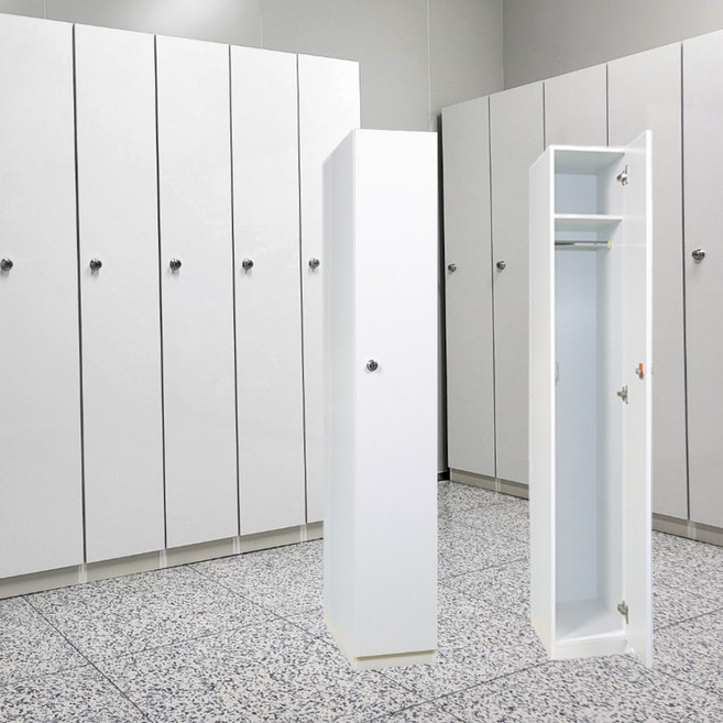 락카앤락카 1인용 옷장 락카장 락커 캐비넷 수납장 관물대 락커룸 회사 개인 사무실, [잠금장치]일반볼키, 화이트, 1단