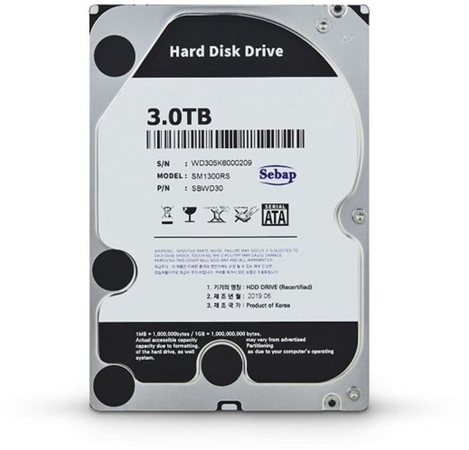 [SEBAP] Amigos HDD 3TB SM1300RS (3.5HDD/ SATA3/ 5400rpm/ 64MB/ PMR/ 리퍼비시)