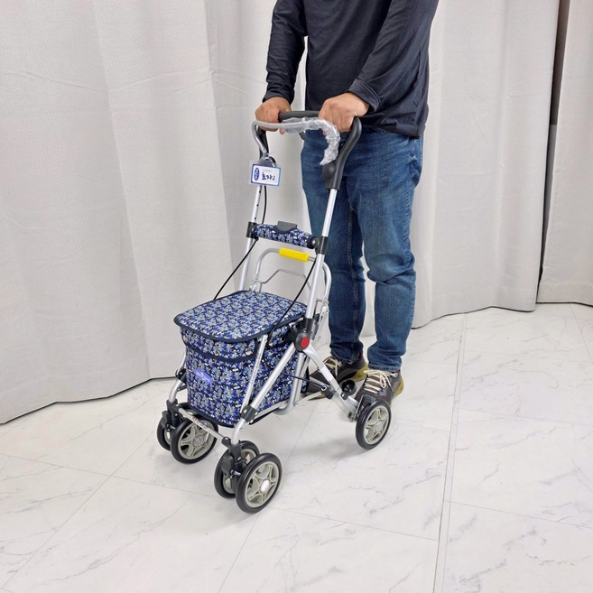어르신 보행기 접이식 효자2 성인보행기 할머니 노인 유모차 장기요양 복지용구, 블루, 요양등급 본인부담금 9%
