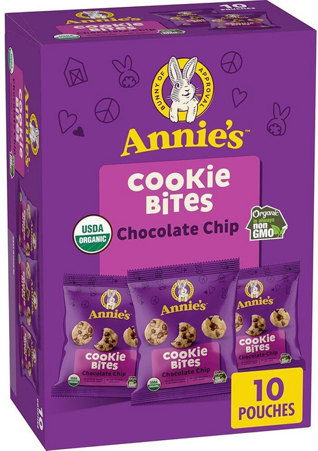 Annie's 초콜릿 칩 쿠키 바이트 패킷 10개 297.7g(10.5온스), 1, 30g