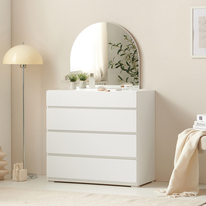 마리메종 세라 800 4단 서랍장+거울 화장대, 화이트