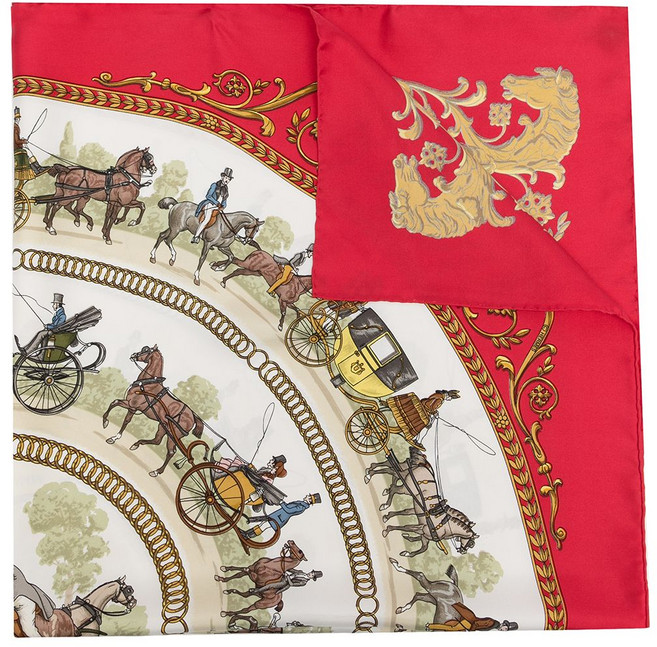 에르메스 중고 라 프롬나드 드 롱샴 실크 스카프