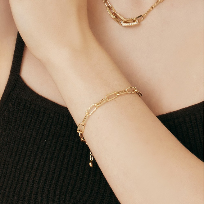 펠리체골드 14K 18K 시그니처 컷팅 클립팔찌(L) (+선물포장) 금 체인 데일리 심플 결혼기념일 클립 선물 데일리 럭셔리 레이어드