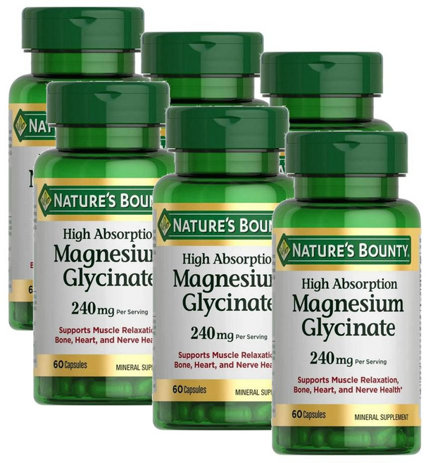 네이처스 바운티 마그네슘 글리시네이트 캡슐 Nature's Bounty Magnesium Glycinate, 6개, 60정