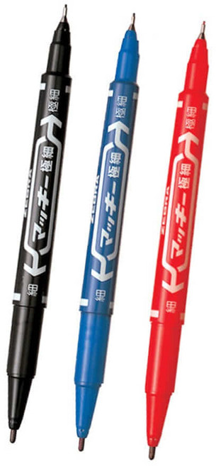 제브라 맥키 트윈 네임펜 색상선택 초미세 유성펜 네임펜 얇은펜 사무용 학용품 필기펜, 검정