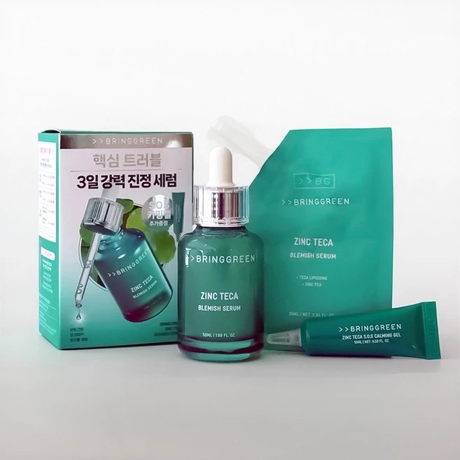 브링그린 징크테카 트러블 세럼 기획(본품+리필+S.O.S 카밍젤), 1개, 75ml - 쿠팡