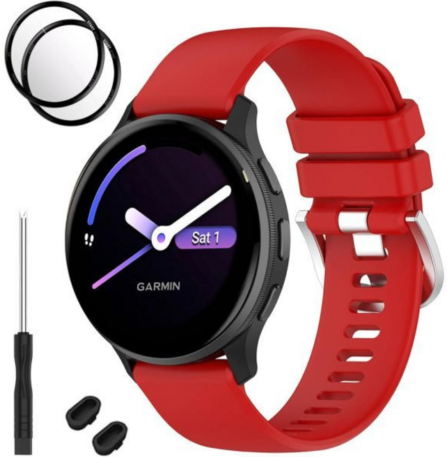 가민 베뉴 가민워치 스마트워치 피트니스 Garmin Vívoactive 6 소프트 실리콘 시계 스트랩 6/5/3 스마트워치용 방수 조절식 스포츠 교체 손목 밴드와 호환되는, Red, for Vívoactive 6, Red