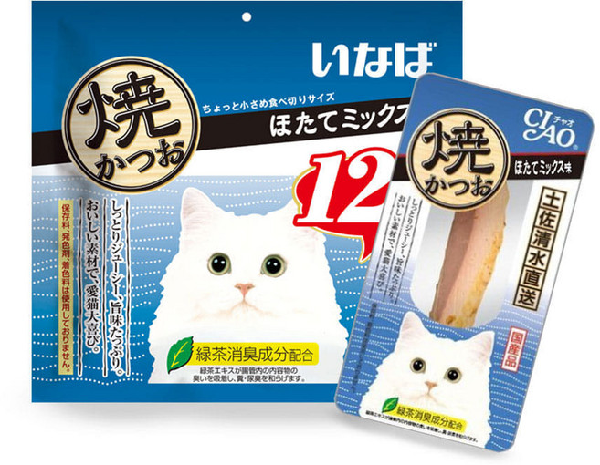 챠오 구운가다랑어(야끼가츠오), 12개, 20g, 가리비믹스