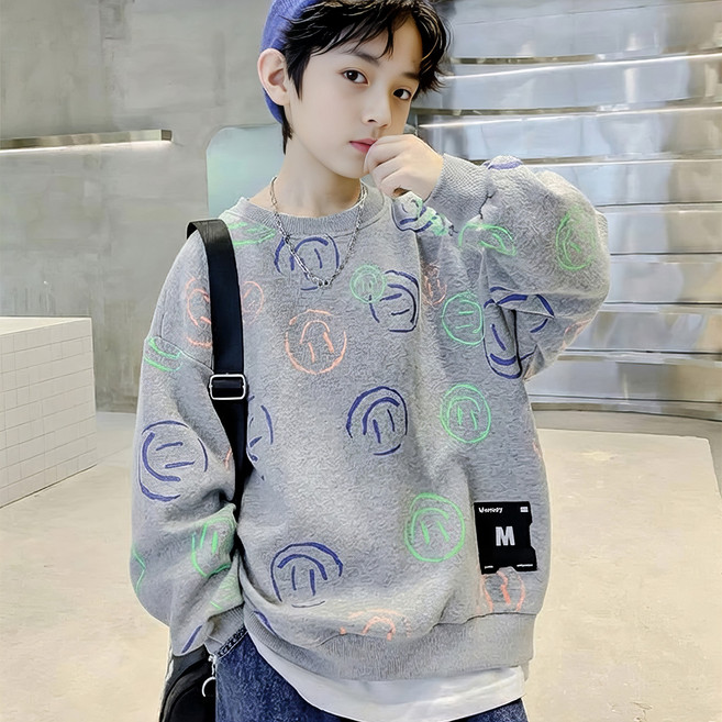 베비포 초중생 루즈핏 스마일 그래픽 맨투맨 -OM2