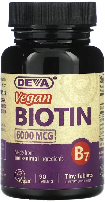 Deva 비건 비오틴 6000mcg 90정, 1개 - 쿠팡