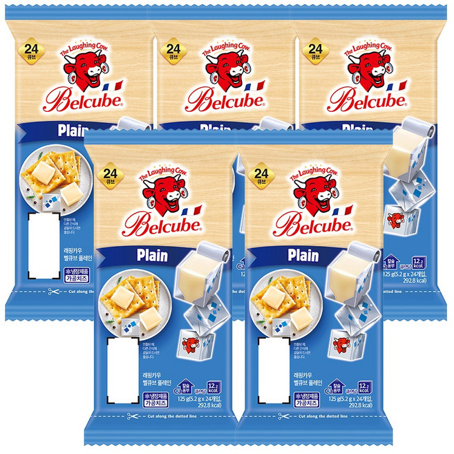 래핑카우 벨큐브 치즈 24큐브 125g 플레인 5개