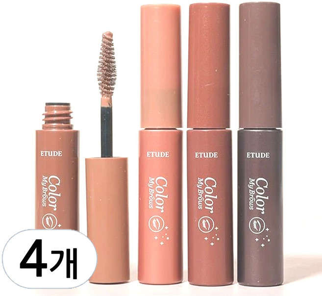에뛰드하우스 청순거짓 브로우카라 마스카라 4.5g, 3호 레드브라운 색상, 4개