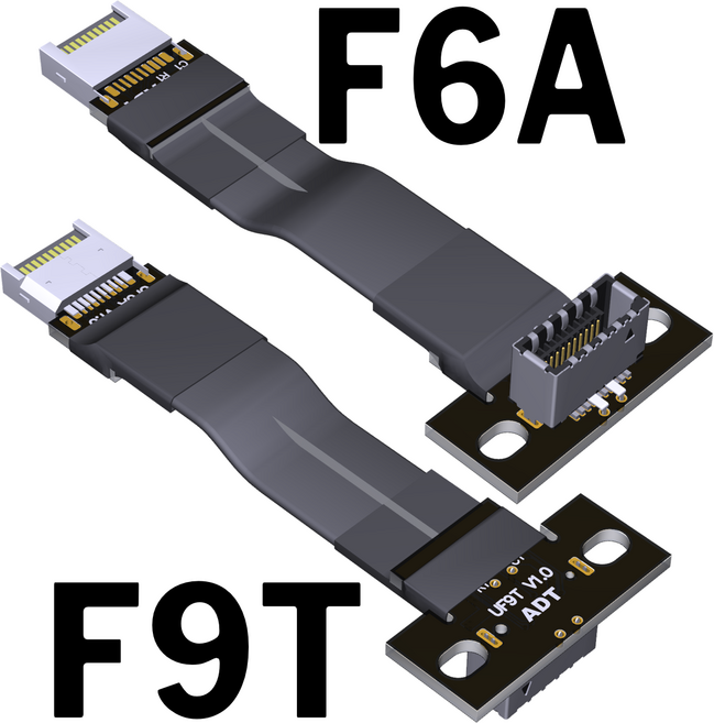 ADT-Link USB 3.2 내장 20핀 Gen2 Type-E Male - Type-E Female 플랫 리본 케이블 메인보드 전면 패널 연장, 01 F6A-F9T, 14 25cm