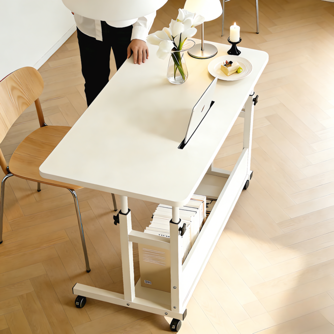 UniNest 고급 이동식 높이조절 쇼파 사이드 테이블 1인용 컴퓨터 보조 침대 책상, 화이트