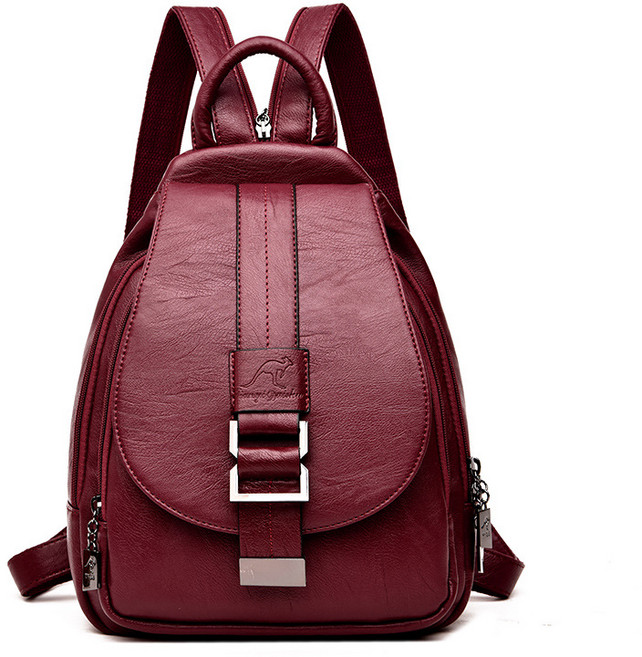 【DF】캥거루 여성의 가슴 가방 한국어 스타일 간단한 캐주얼 여성 배낭 캐주얼 부드러운 가죽 대용량 여성 배낭 도매