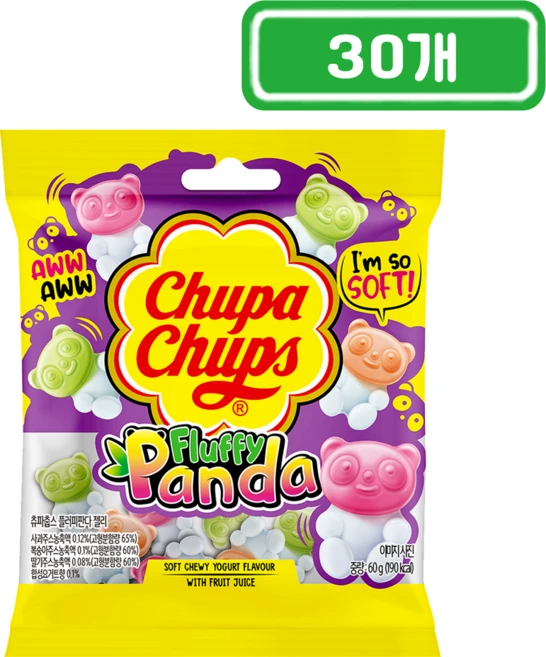 츄파춥스 플러피판다 젤리, 60g, 30개 - 쿠팡
