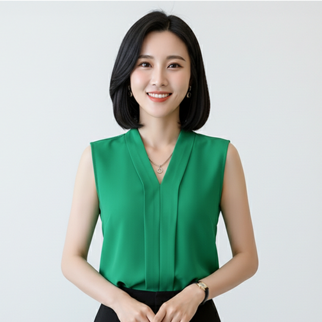 데일로엔 여성 브이넥 민소매 블라우스 오피스룩 데일리