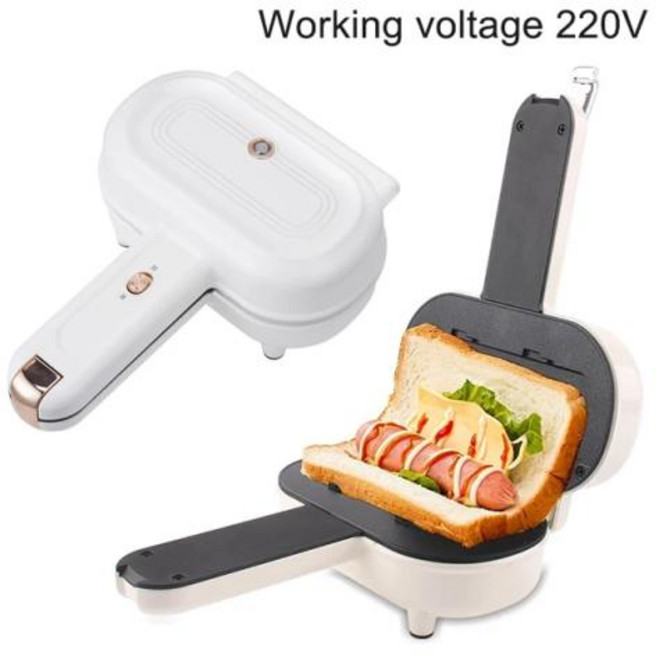 샌드위치 와플 메이커 와플기계 샌드위치팬 크로플 토스트 파니니 양면 도장 프레스 미니 타코 부리토 베이킹 그릴 아침 식사 빵 핫도그 토스터기 전기 오븐, LONG HANDLE 220V 4, 1) Long handle 220V