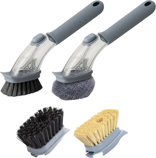 더스푸 다용도 수세미 청소솔 세트, 1세트, 그레이