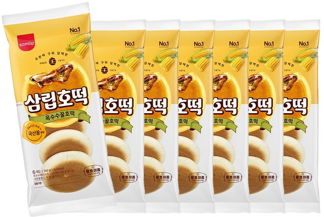 삼립 옥수수꿀호떡 6개입 7봉, 342g, 7개