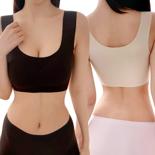 MU랑 여성 브라 심리스 노와이어 브래지어 2P