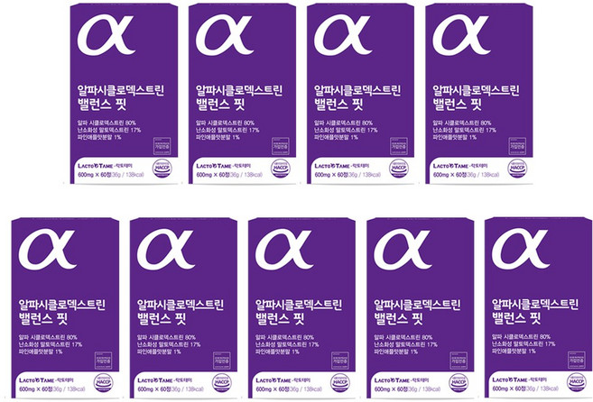 락토테미 알파시클로덱스트린 밸런스 핏 알파CD 알파시디 파인애플맛, 9개, 60정