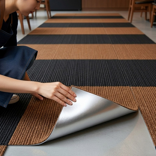 서플라이랩 다용도 접착식 타일 카페트 60cm 미끄럼방지 단열효과 고양이 스크레쳐 6p, 3브라운