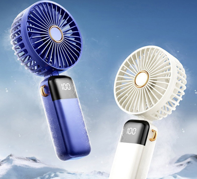 5단 조절 강풍 LED 미니선풍기 휴대용 탁상용 목걸이 핸디 선풍기, 아이보리