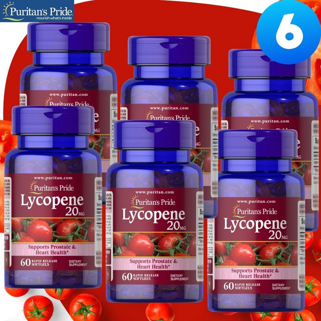 퓨리탄스프라이드 라이코펜 20mg 소프트젤 Puritans Pride Lycopene, 6개, 60정