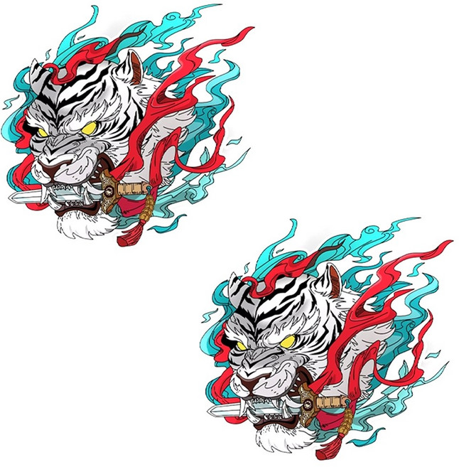 킹콩 호랑이 반사 스티커 백호 자동차 오토바이 데칼, 2개, 백호23cm