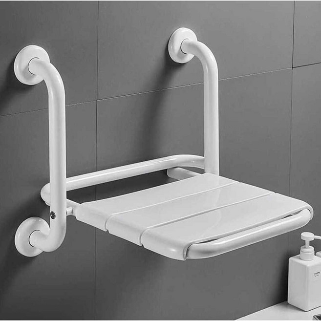 화장실 벽부착 의자 벽설치 샤워 폴딩 욕실 손잡이 체어, 가정용 이중 목적 팔걸이 접이식 의자 노란색