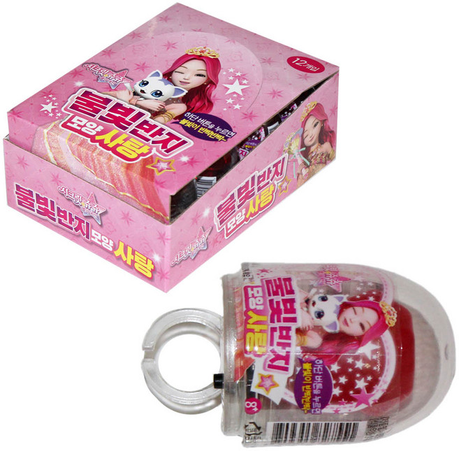 시크릿쥬쥬 불빛반지모양사탕 딸기향, 10g, 12개