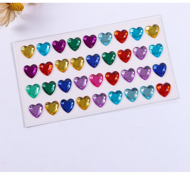 하트 스티커 입체 블링블링 샤이니 하트 접착비즈 꾸미기 화려한, 10매
